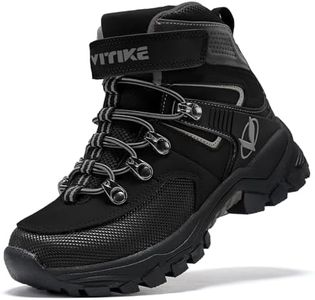 Littleplum Boys Snow Boots Winter Warm Booties Antiskid Hiking Outdoor Shoes Ankle Boots for Kids All Black Size 3 Little Kid