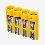 Storacell by Powerpax Slimline AA Battery Storage Caddy, Yellow - Holds 4 Batteries (Not Included)