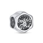 Fathers Love CZ Words Daddys Girls Charm Bead For Daughter For Teen .925 Sterling Silver Fits European Bracelet