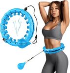 Smart Weighted Hula Hoop for Adults, Weight Loss, Non-Fall Fitness Ring with 24 Detachable Knots, Adjustable Weight, Noiseless Auto-Spinning Ball, 2 in 1 Abdomen Fitness Massage…Multi