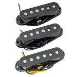 Musiclily Pro Staggered Alnico 5 Single Coil Pickups Set ST Guitar Neck Middle Bridge Pickups for Strat Style Electric Guitar, Black