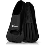 Odoland Premium Swim Fins, Light Weight Snorkel Training Fins Adjustable Feet Fins for Swimming Snorkeling Diving, Silicone Smooth Swimming Flippers Multi Size from Kid to Adult Blcck M(6.5-7.5) UK