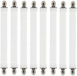 Weysoo Bed Sheet Fasteners, 8Pcs Adjustable Bed Sheet Straps Elastic Sheet Clips for Bedding, Fitted Bed Sheet Grippers to Keep Your Sheets in Place,White (F-CDK8P-020DE)