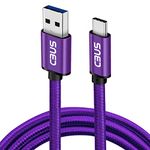 CBUS (1 metre) Purple 3A Heavy-Duty Double Braided USB-C 3.2 Cable to USB-A 3.0 Fast Charger Cable Compatible Galaxy S10/S10e/S10+/S9/S8/A70/A50/A40 Note 9/8, Moto G7, G7 Power/Play/Plus, Sony Xperia