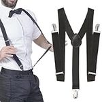 Mens Trousers Braces, Y Shape Trousers Braces, Mens Suspenders with Strong Metal Clips, Adjustable Elastic Suspenders Trousers Braces, One Size for Men Business Wedding Casual Father's Day Halloween