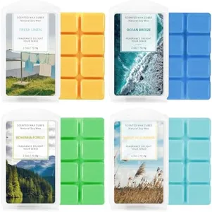 Scented Wax Melts, Wax Melts Wax Cubes, Soy Wax Cubes for Warmer Wax Melts Gift Set Ocean Breeze, Fresh Linen, Bohemia Forest, Winds in Summer (4 x 2.5oz)