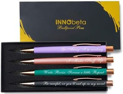 InnoBeta Writer Gifts for Women, Ballpoint Pen Set of 4, Fuuny Pens Gifts for Writers, Novelist, Scriptwriter on Birthday, Graduation, Christmas