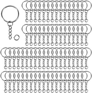 70PCS Anneau Porte Clé,Anneaux Porte Clés avec Chaîne,25 mm Attache Porte Clé,Split Porte Clef Anneaux pour DIY Bricolage Bijoux Support Porte Clé Sacs Décor