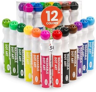 Playkidiz Darice Washable Dot Markers for Toddlers, 12 Colors (40ml 1.35oz) Paint Marker Art Set, Water Based Non-Toxic Bingo Daubers for Kids
