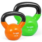 Yes4All Combo Special: Vinyl Coated Kettlebell Weight Sets – Weight Available: 5, 10, 15, 20, 25, 30 lbs (Y - Multicolor 20-25lbs)