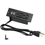 Desktop Power bar with 2 Outlets 2 USB 2.1A Insert Mounting Good for Tabletop Sofa Cabinet Nightstand