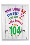 NobleWorks - Oversize Funny 104th Milestone Birthday Greeting Card 8.5 x 11 Inch with Envelope (1 Pack) Large Jumbo Age Equation-104 J2575MBG