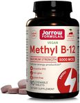 Jarrow Formulas Methyl B-12 5000 mcg - 90 Chewable Tablets, Cherry - Bioactive Vitamin B12 - Supports Energy Production, Brain Health & Metabolism - Gluten Free - 90 Servings