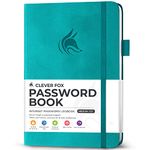 Clever Fox Password Book with alphabetical tabs. Internet Address Organizer Logbook. Medium Password Keeper for Website Logins (Aquamarine)