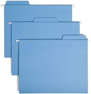 Smead FasTab Hanging File Folder, 1/3-Cut Built-in Tab, Letter Size, Blue, 20 per Box (64099)