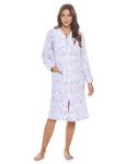 Casual Nights Women's Zip Up Robe Housecoat, Velour Duster Lounger Dress with Pockets, Lilac, Medium