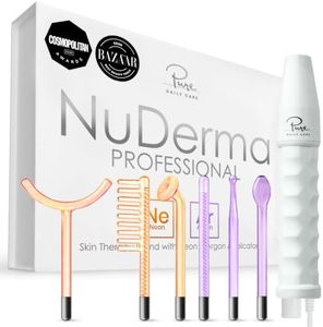 NuDerma Professional Skin Therapy Wand - Portable Skin Therapy Machine with 6 Neon & Argon Wands – Boost Your Skin – Clear Firm & Tighten
