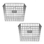 Spectrum Diversified Wire Storage Basket, Vintage Locker Basket Style, Rustic Farmhouse Chic, Steel Storage for Closets, Pantry, Kitchen, Garage, Bathroom & More, Medium, Pack of 2, Chrome