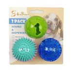 Squeaky Dog Ball Toy for Aggressive Chewers, 3 Pcs Dog Treat Ball, Interactive Food Dispensing Dog Toys, IQ Treat Ball Toys, Non-Toxic Natural Rubber Dog Chew Tooth Cleaning Toys