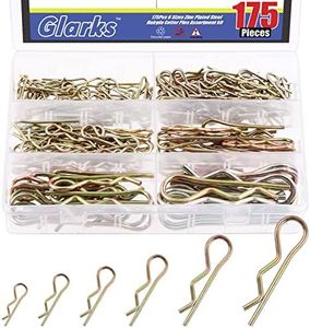 Glarks 175Pcs Hairpins R Clips Cotter Pins Assortment Kit 6 Sizes Zinc Plated Carbon Steel R Pin Hair Pin Clips Spring Fasteners for Hitch Pin Lock Systems