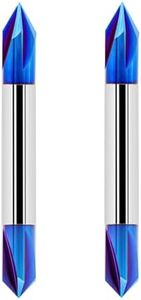 FOCSTOL 60/90 Degree V Groove Router Bit - 2pcs 1/4 Inch Shank 4-Flute CNC Carving Router Bits with Nano Blue Coating for CNC Engraving and Chamfering in Wood Plywood Particle Board MDF
