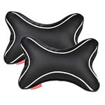 AUTOFIT Dots Car Seat Neck Rest Pillow Universal for All car Set of 2, Black Color