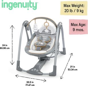 Ingenuity Deluxe Baby Swing – Portable Swing n Go, Compact Design