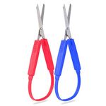 2-Pack Loop Scissors Grip Scissors Loop Handle Self-Opening Scissors Adaptive Cutting Scissors for Children and Adults Special Needs,Paper Work,Sewing Work,Artcraft