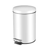 GONICVIN Pedal Bin, 3L Round Stainless Steel Bathroom Bin Kitchen Bin with Metal Lid, Trash Bin Rubbish Bin Waste Basket with Removable Inner Bucket for Kitchen, Home, Office (White)