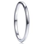 VAKKI 2mm Domed Tungsten Carbide Rings Silver Wedding Band for Men Women High Polished Size R