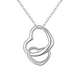 EVER FAITH Women's 925 Sterling Silver Simple Interlocking Open Heart Adjustable Pendant Necklace