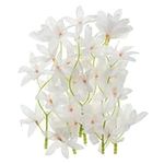 PATIKIL 7 Inch Artificial Orchid Flower, 12 Pcs Floating Candles Simulation Flower Cylinder Vase Fillers for Home Wedding Decoration, White