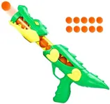 Dazmers Crocodile Shooting Foam Ball Game - Air-Powered Rifle Toy with 10 Balls - Ideal Outdoor Pool Fun for Kids 6+ and Adults | Toy Foam Blasters & Guns | Green Plastic Launcher - 14.6" L x 6" H