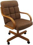 Caster Chair Company Casual Rolling Caster Dining Chair with Swivel Tilt in Honey Oak Wood with Caramel Fabric Seat and Back (1 Chair)