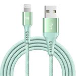 LAX Gadgets USB A to Lightning Cable - Apple MFi Certified Durable Braided Nylon Lightning Cable - Fast Charging Cable for All Apple Products Including iPhone, iPad, iPod - 10 Ft - Mint Green