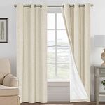 H.VERSAILTEX 100% Blackout Curtains for Bedroom Thermal Insulated Linen Textured Curtains Heat and Full Light Blocking Drapes Living Room Curtains 2 Panel Sets, Bleached Sand, 42x84 Inch