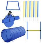 PawHut Dog Agility Starter Kit Pet Outdoor Exercise Training Set Tunnel 8 Weave Poles High Jumper