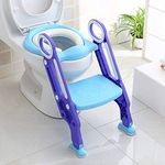 Keplin - Fully Adjustable Kids Potty Training Seat with Step Stool - Soft Padded Seat - Universal Fit for V/U/O-Shaped Toilets - Ages 1-14 - Easy to Assemble & Fold (Purple)