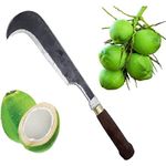 LJL Traders® Multi Purpose Medium Size High Tempered Iron Steel Kitchen Knives Full Tang Knife Traditional Handmade Bill Hook/Felling Wooden Handle Kerala Chettan Vakathi - Pack of 1