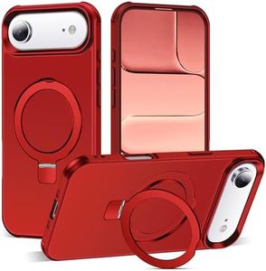 SKYLMW Compatible with iPhone 17 Air Case with Invisible Magnetic O-Ring Stand Military-Grade Phone Case for iPhone 17 Air 6.5" [Compatible with Mag-Safe][Great Grip Feeling], Red
