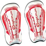 Optimum Velocidade Ankle Protect Shinguards - Strap Closure Hockey Shin Pads - Shin Protection Guard for Kids - Perfect Ankle Guard for Soccer, and Football - White/Red, Small