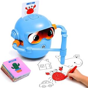 Drawing Robot for Kids - Automatic Educational Drawing Machine with Motorized Arm -100 Drawing Cards & 16 Pens - Screen-Free STEM Learning Toy for 3 4 5 6 7 8 Year Old Boys & Girls - Rechargeable Gift
