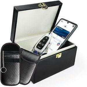 SAFEHITCH RFID Blocking Key Box & 2 RFID Blocking Key Pouches - Anti-Theft Signal Cloning - Signal Blocking Box For Car Keys - Signal Cage Protection - Car Key Signal Blocker Box - Phone Lock Box