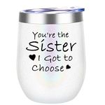 DOERDO You're the Sister I Got to Choose-Gifts for Soul Sister,Best friend,Women,Bestie,Unique Gift for Birthday,Anniversary,Wedding -Wine Tumbler with Lid(12oz,White)