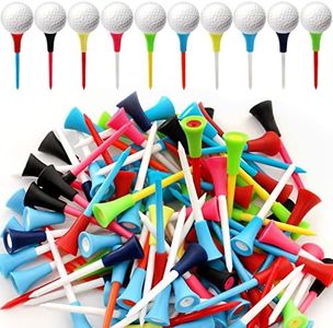 Jucoan 100 Pack Golf Tees, 3-1/4 Inch Multiple Colors Plastic Golf Tees with 3/4 Inch Rubber Cusion Top, Reduce Friction & Side Spin