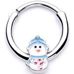 Body Candy Womens 16G 316L Steel Septum Holiday Snowman Daith Tragus Nose Ring Cartilage Clicker 3/8"