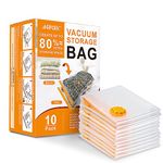 10 Pack AGPTEK Vacuum Storage Bags, Space Saver Bags with 10 Large, Durable & Reusable, Compression Storage Bags for Blankets, Comforters, Vacuum Sealer Bags for Clothes Storage and More