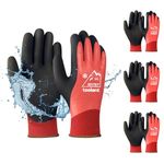 OriStout Waterproof Winter Work Gloves Bulk Pack for Men and Women, 3 Pairs, Touchscreen, Freezer Gloves for Working in Freezer, Thermal Insulated Fishing Gloves, Super Grip, Red, Large