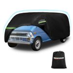 Waterproof Car Covers for 1961-1974 Falcon Club Wagon E-100,Econoline E-100 Van,420D Oxford Cloth Sun Heat Protection Outdoor Full Covers with Driver Side Zipper Windproof Heavy Duty All Weather