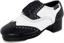 Miller & Ben Tap Shoes; Triple Threat; Black & White Royal Professional Tap Shoes, Black and White, 9.5 Women/8 Men